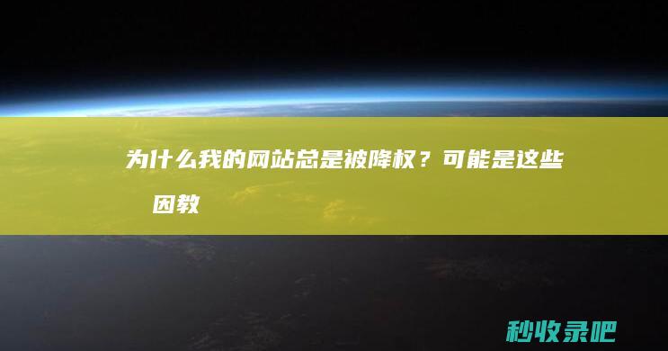 为什么我的网站总是被降权？可能是这些原因！教你如何检查收录情况！