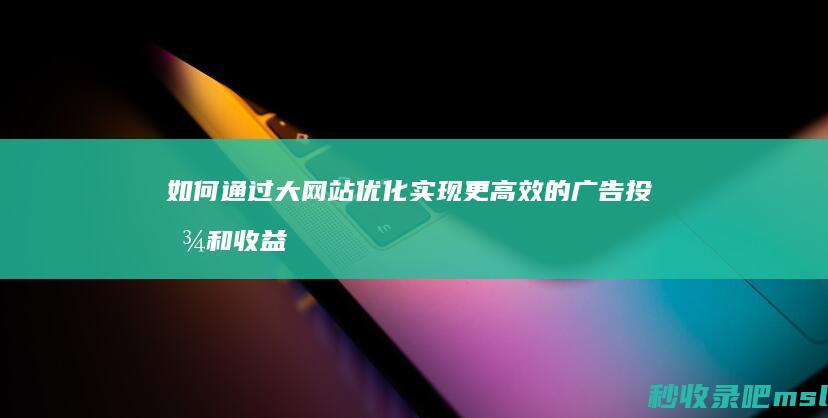 如何通过大网站优化实现更高效的广告投放和收益增长？