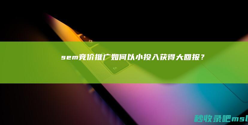 sem竞价推广：如何以小投入获得大回报？