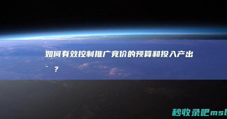 如何有效控制推广竞价的预算和投入产出比？