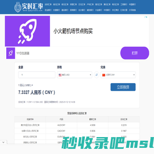 实时汇率网-实时汇率查询及实时汇率换算器如美元人民币实时汇率
