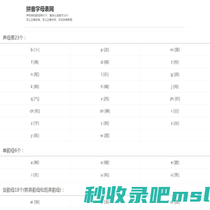 汉语拼音字母表网--声母和韵母及整体认读音节